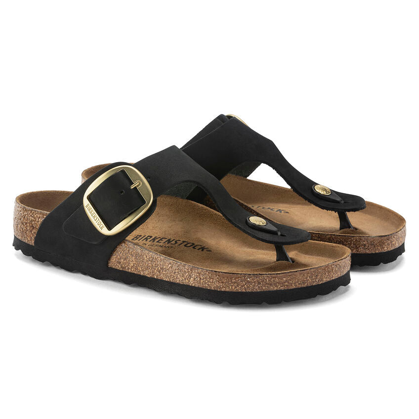 BIRKENSTOCK GIZEH BIG BUCKLE BLACK NUBUCK REGULAR