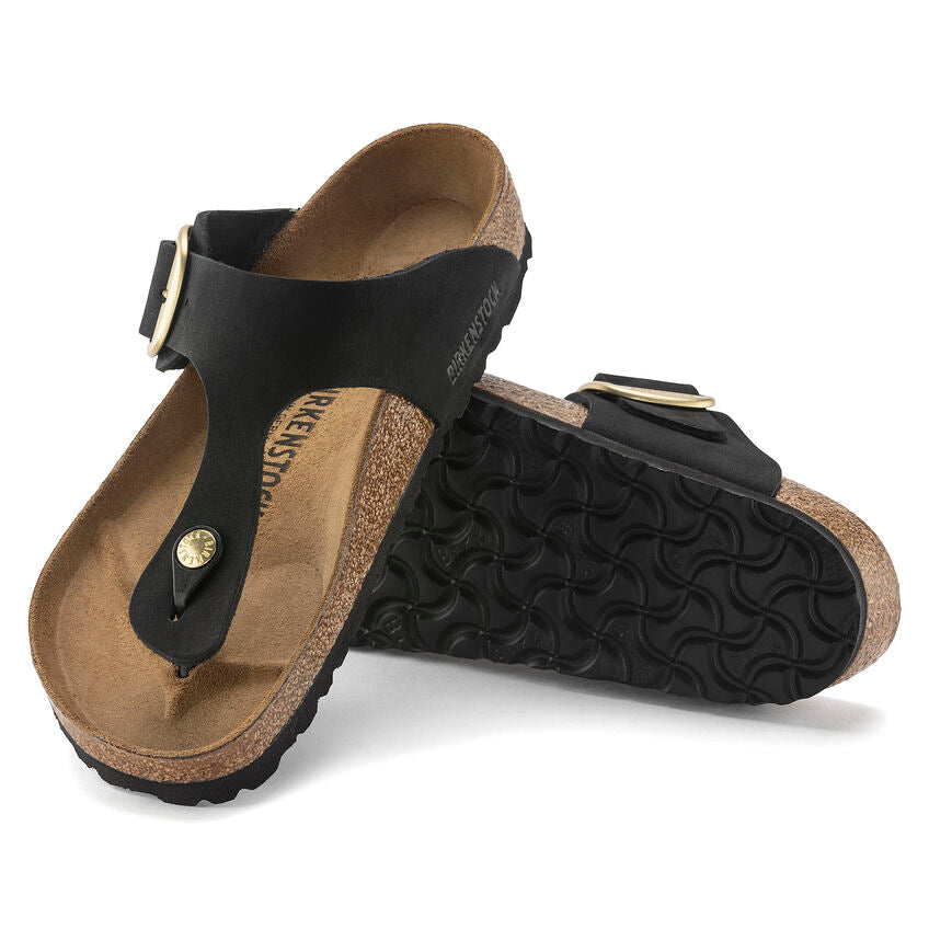 BIRKENSTOCK GIZEH BIG BUCKLE BLACK NUBUCK REGULAR