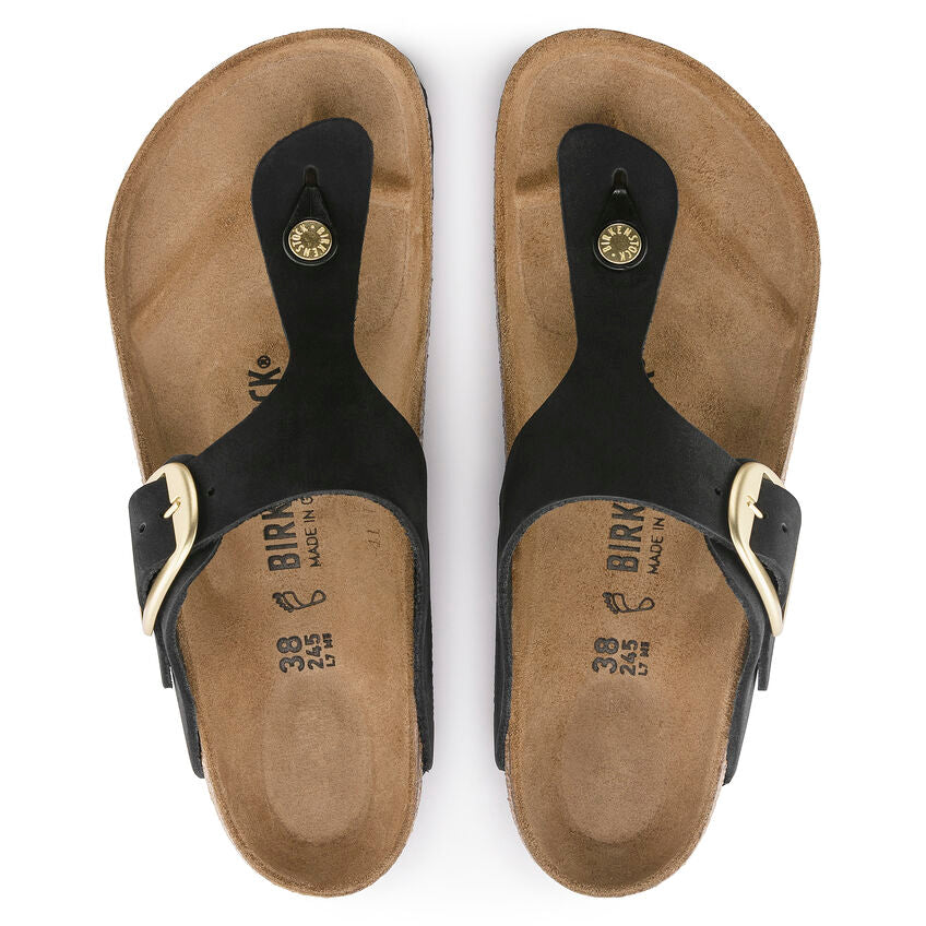 BIRKENSTOCK GIZEH BIG BUCKLE BLACK NUBUCK REGULAR