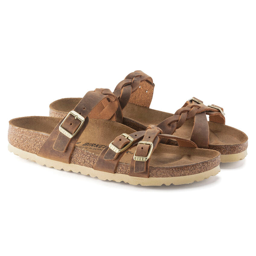 BIRKENSTOCK FRANCA BRAIDED COGNAC OIL LEATHER REGULAR