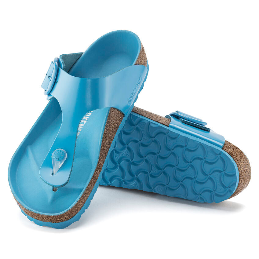 BIRKENSTOCK GIZEH BIG BUCKLE HIGH SHINE SKY BLUE LEATHER REGULAR