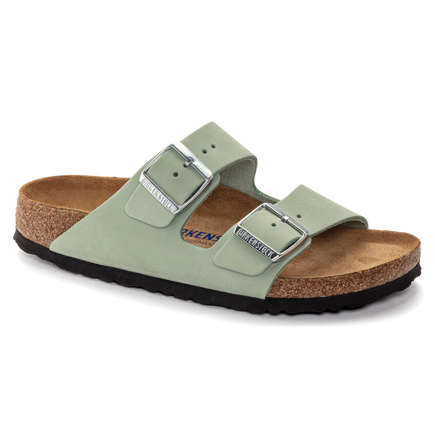 BIRKENSTOCK ARIZONA SOFT FOOTBED MATCHA NUBUCK NARROW