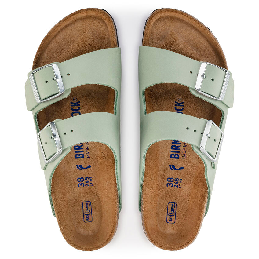 BIRKENSTOCK ARIZONA SOFT FOOTBED MATCHA NUBUCK NARROW