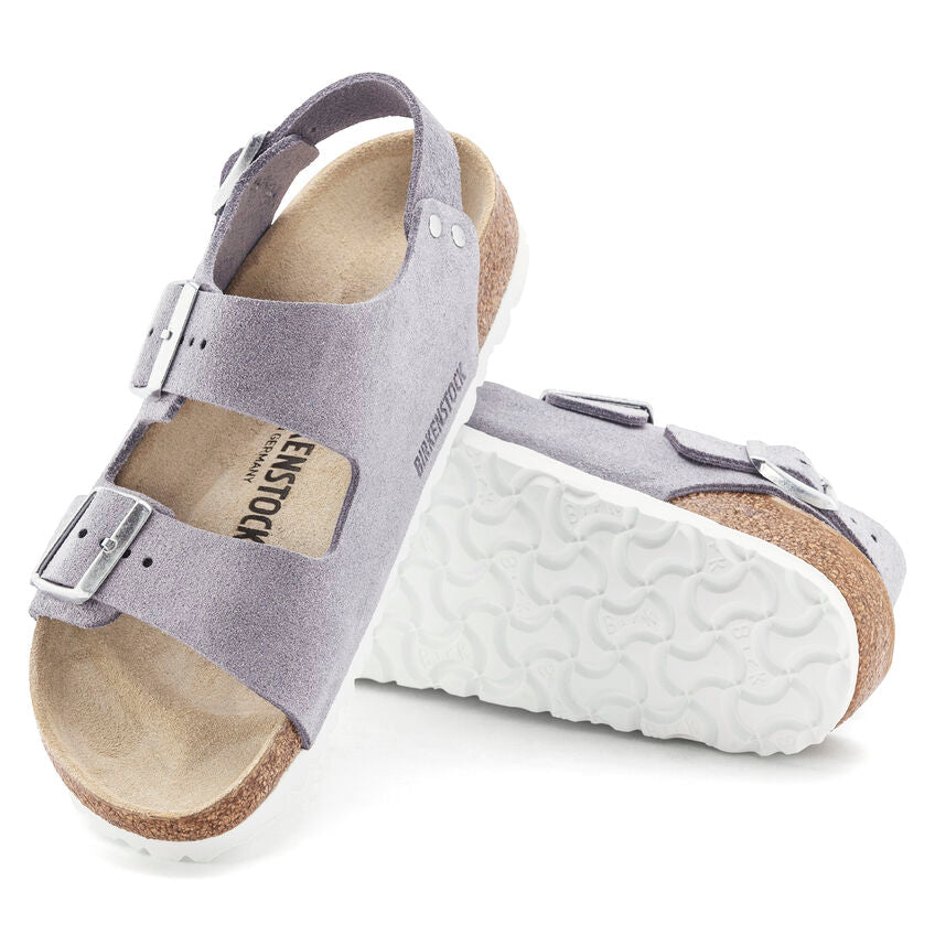 BIRKENSTOCK MILANO SHEARLING PURPLE FOG SUEDE NARROW