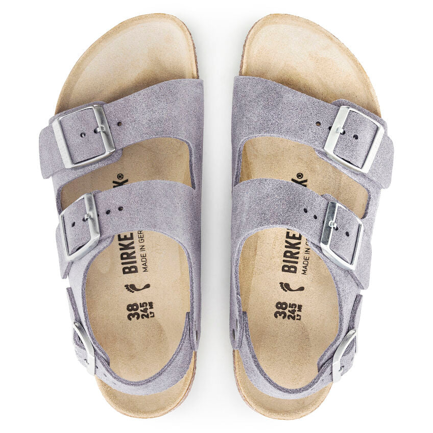 BIRKENSTOCK MILANO SHEARLING PURPLE FOG SUEDE NARROW