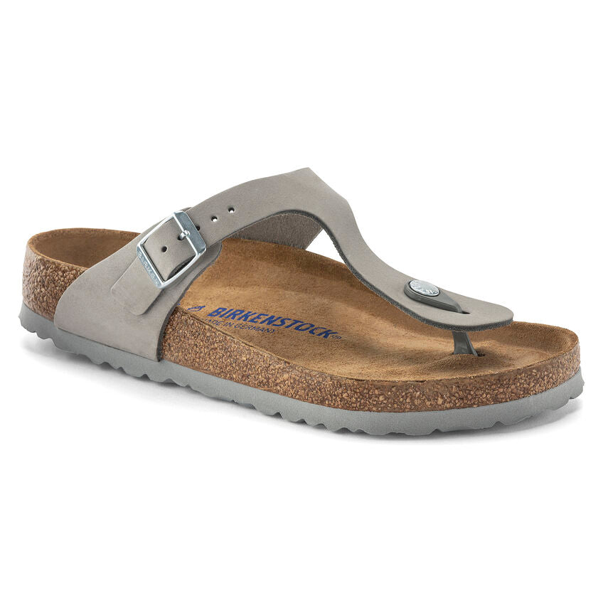 BIRKENSTOCK GIZEH SOFT FOOTBED DOVE GRAY NUBUCK REGULAR