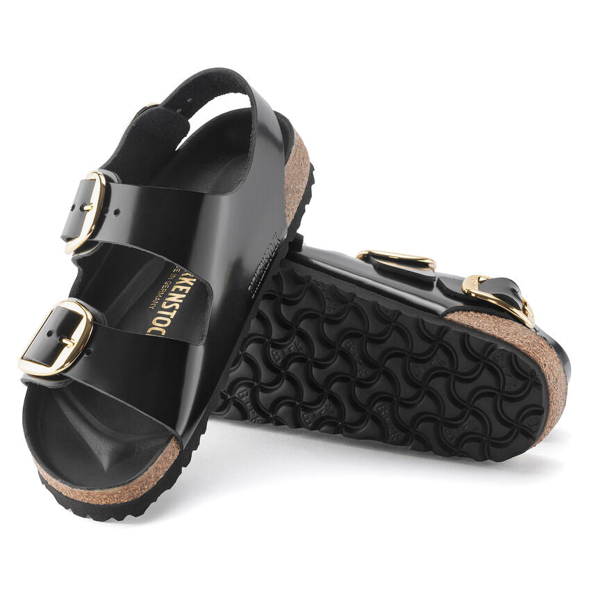 BIRKENSTOCK MILANO BIG BUCKLE HIGH SHINE BLACK LEATHER NARROW