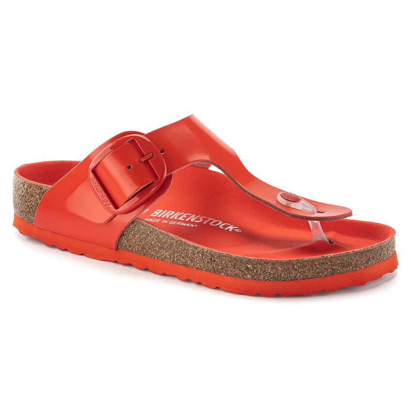 BIRKENSTOCK GIZEH BIG BUCKLE HIGH SHINE TOMATO LEATHER REGULAR