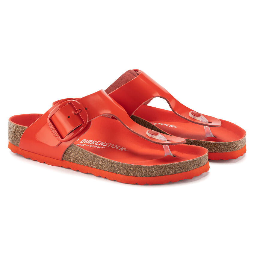 BIRKENSTOCK GIZEH BIG BUCKLE HIGH SHINE TOMATO LEATHER REGULAR