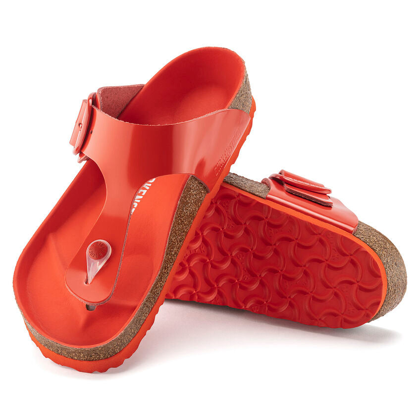 BIRKENSTOCK GIZEH BIG BUCKLE HIGH SHINE TOMATO LEATHER REGULAR