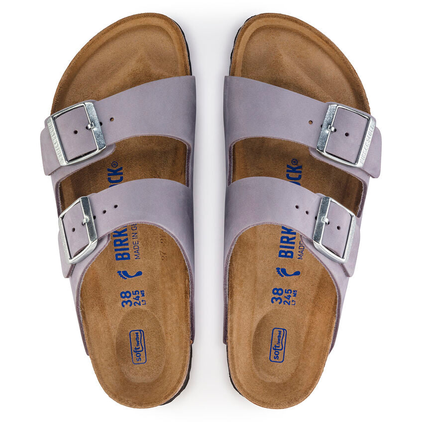 BIRKENSTOCK ARIZONA SOFT FOOTBED PURPLE FOG NUBUCK NARROW