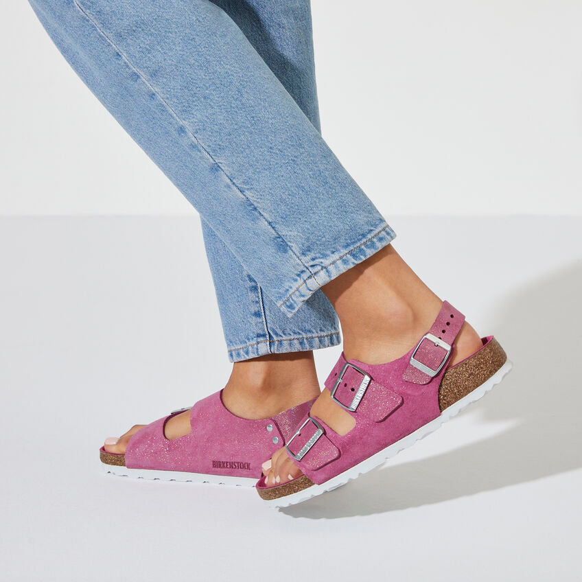 BIRKENSTOCK MILANO SHEARLING FUCHSIA SUEDE NARROW