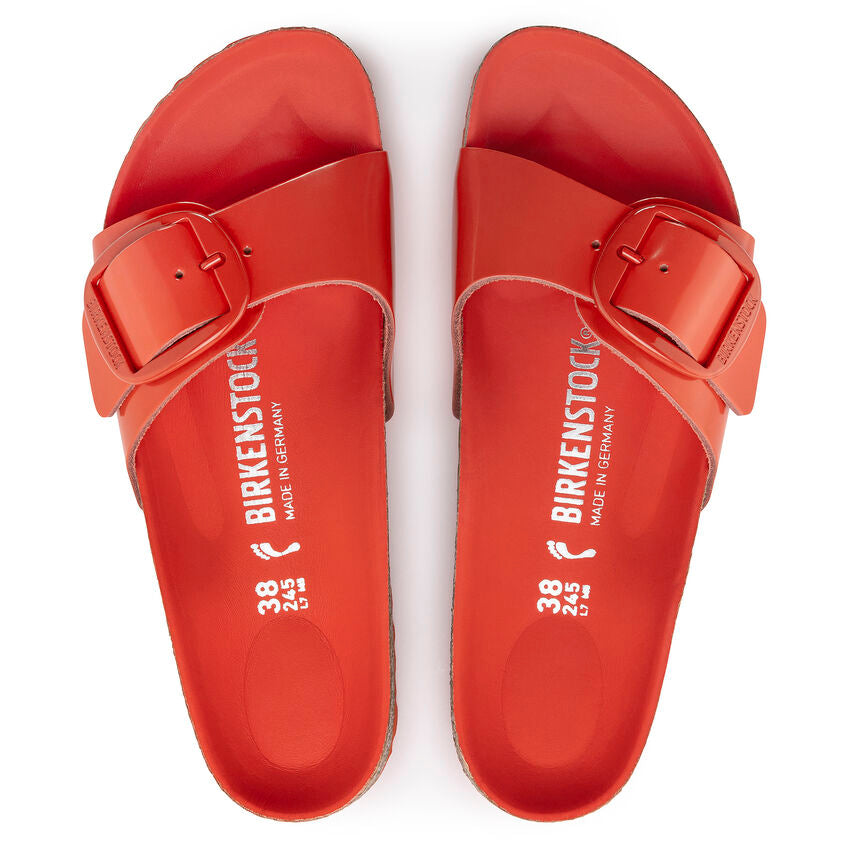 BIRKENSTOCK MADRID BIG BUCKLE HIGH SHINE TOMATO LEATHER NARROW