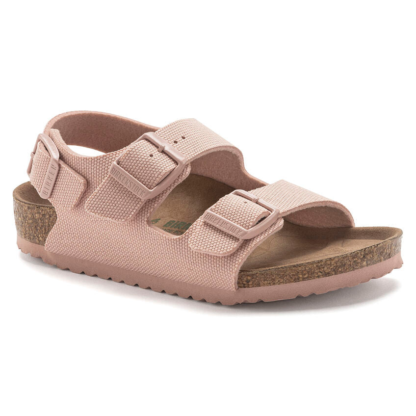 BIRKENSTOCK MILANO VEGAN KID SOFT FOOTBED PINK CANVAS NARROW