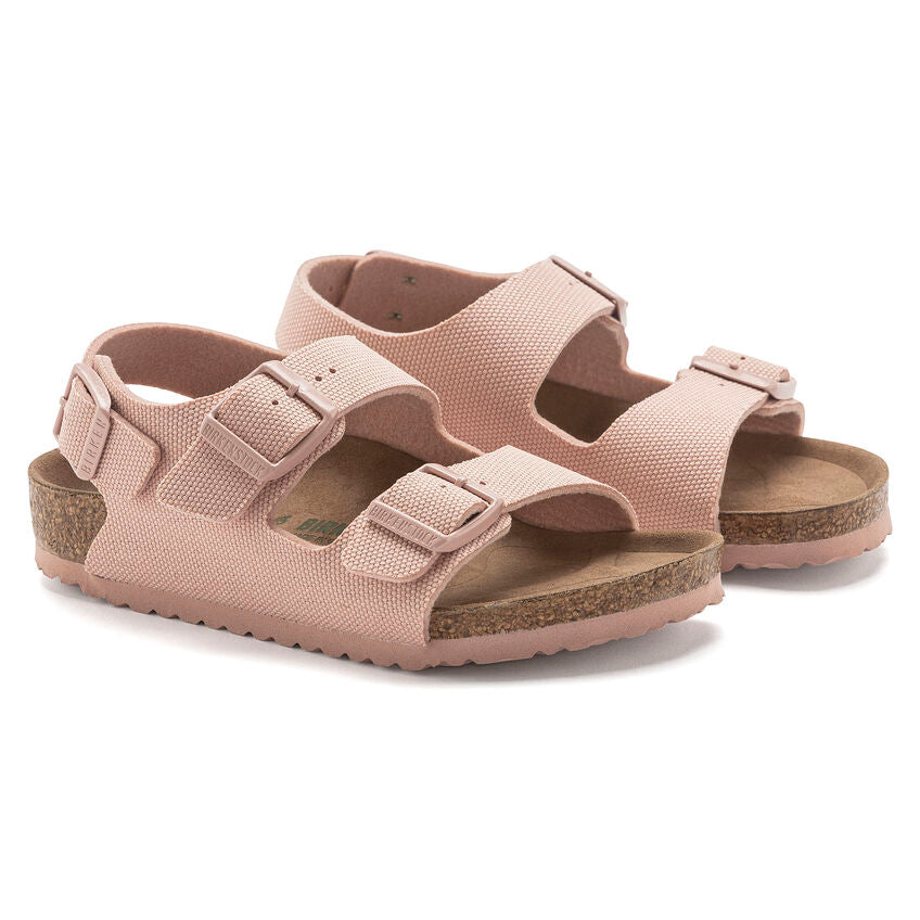 BIRKENSTOCK MILANO VEGAN KID SOFT FOOTBED PINK CANVAS NARROW