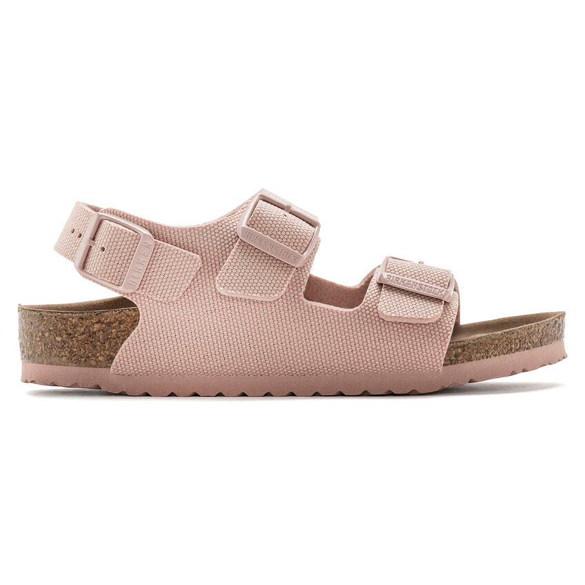 BIRKENSTOCK MILANO VEGAN KID SOFT FOOTBED PINK CANVAS NARROW