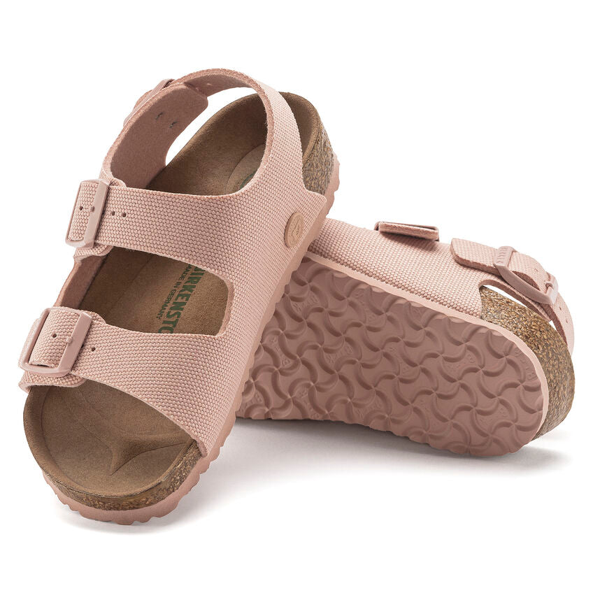 BIRKENSTOCK MILANO VEGAN KID SOFT FOOTBED PINK CANVAS NARROW