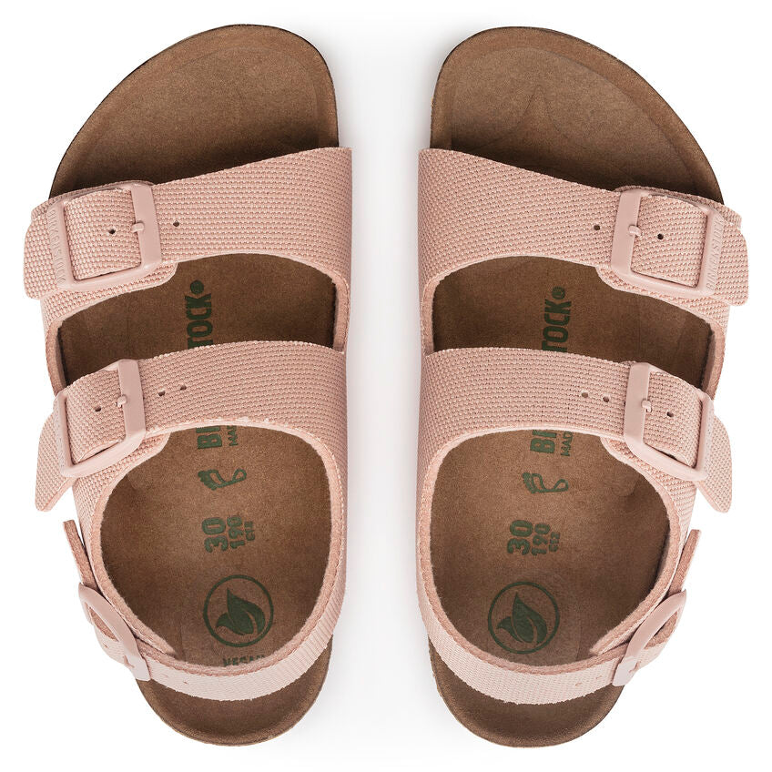 BIRKENSTOCK MILANO VEGAN KID SOFT FOOTBED PINK CANVAS NARROW