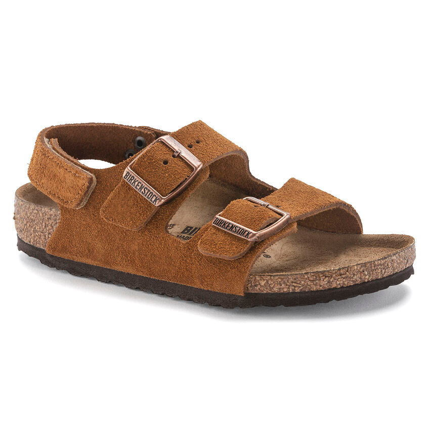 BIRKENSTOCK MILANO HOOK AND LOOP KID MINK SUEDE NARROW