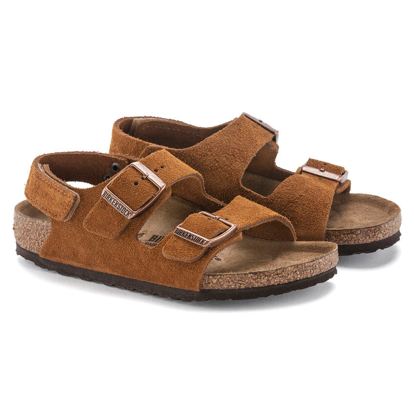 BIRKENSTOCK MILANO HOOK AND LOOP KID MINK SUEDE NARROW