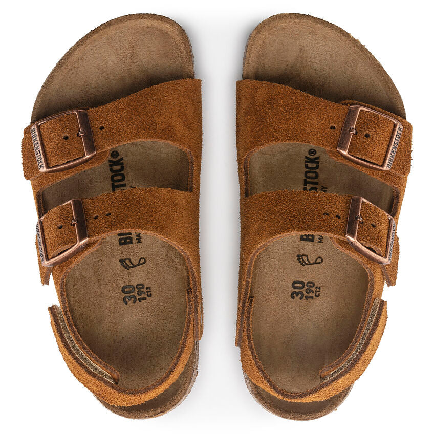 BIRKENSTOCK MILANO HOOK AND LOOP KID MINK SUEDE NARROW