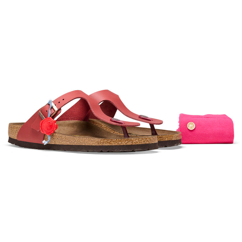 BIRKENSTOCK GIZEH ANV DARK RED LEATHER REGULAR