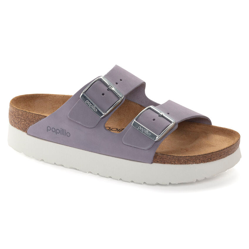 BIRKENSTOCK ARIZONA PLATFORM PURPLE FOG NUBUCK