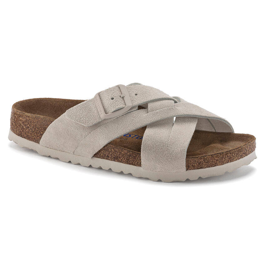 BIRKENSTOCK LUGANO SOFT FOOTBED ANTIQUE WHITE SUEDE REGULAR