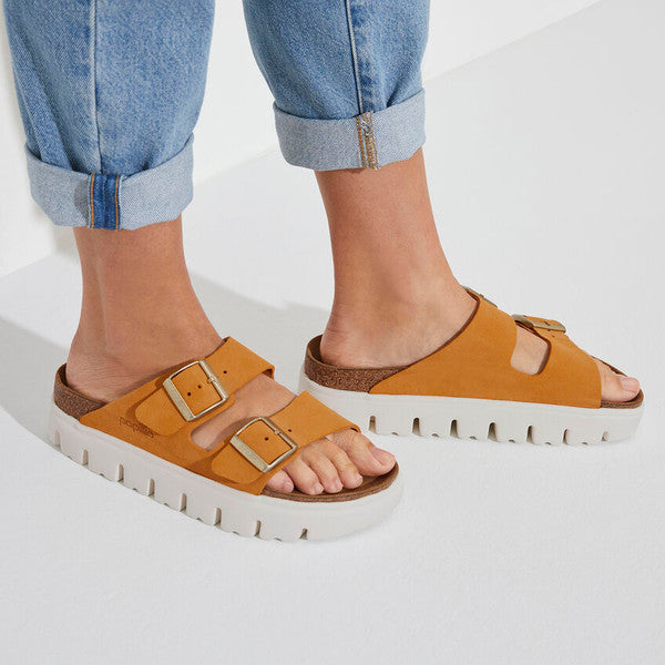 BIRKENSTOCK ARIZONA CHUNKY APRICOT SUEDE NARROW