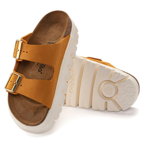 BIRKENSTOCK ARIZONA CHUNKY APRICOT SUEDE NARROW