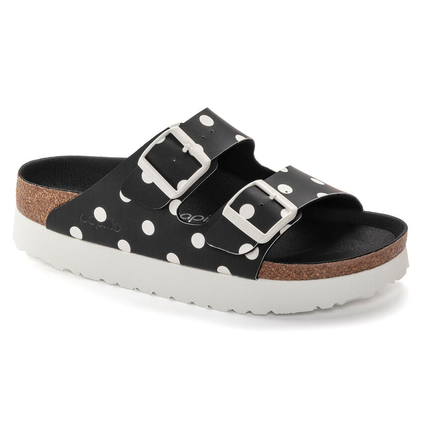 BIRKENSTOCK ARIZONA PLATFORM DOTS BLACK BIRKI FLOR NARROW