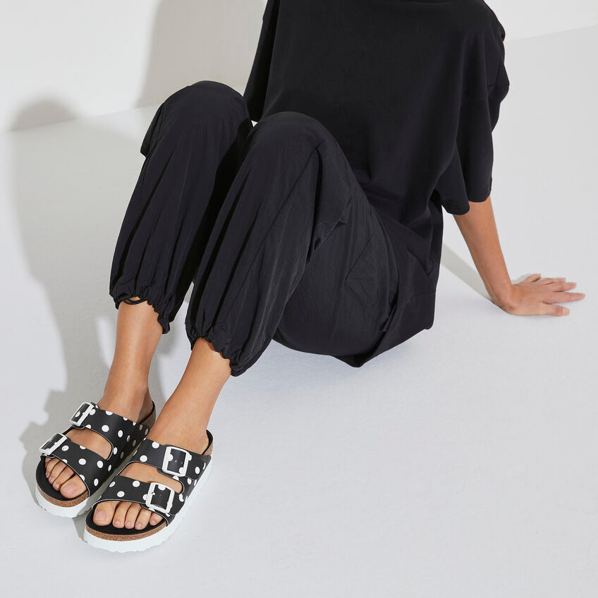 BIRKENSTOCK ARIZONA PLATFORM DOTS BLACK BIRKI FLOR NARROW