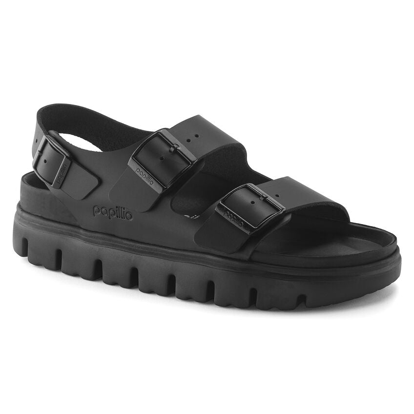 BIRKENSTOCK MILANO CHUNKY EXQUISITE BLACK LEATHER NARROW