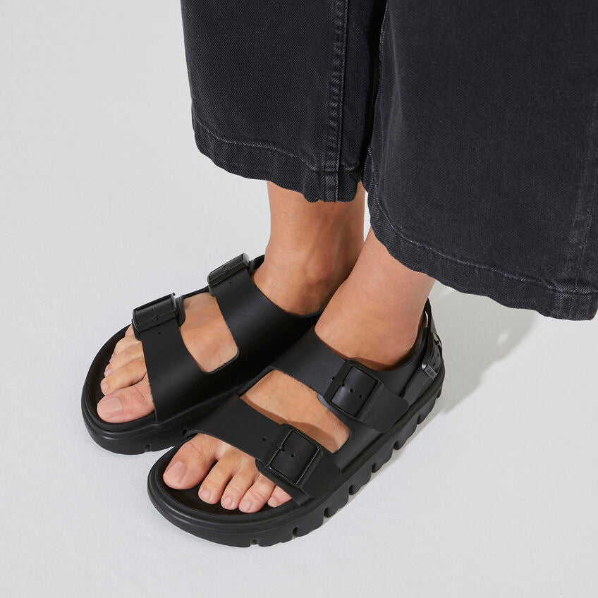 BIRKENSTOCK MILANO CHUNKY EXQUISITE BLACK LEATHER NARROW