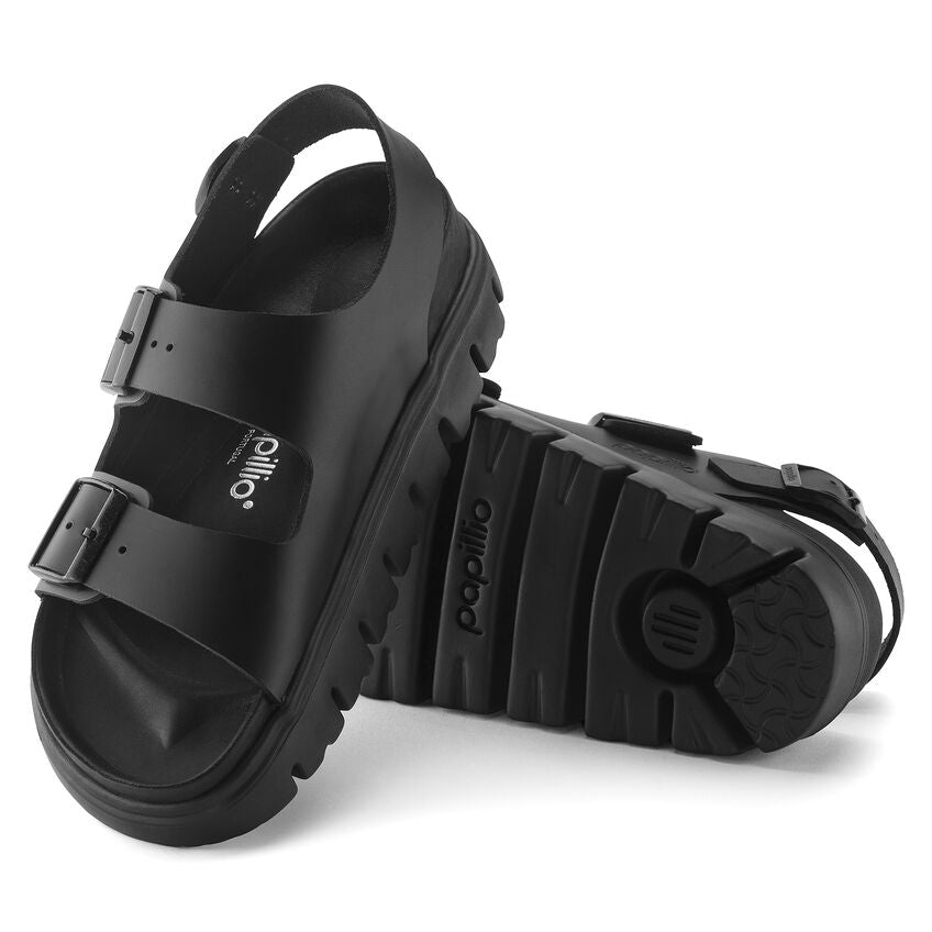 BIRKENSTOCK MILANO CHUNKY EXQUISITE BLACK LEATHER NARROW