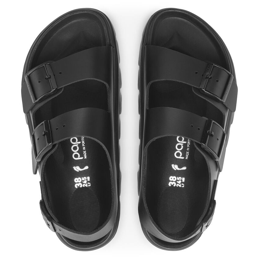 BIRKENSTOCK MILANO CHUNKY EXQUISITE BLACK LEATHER NARROW