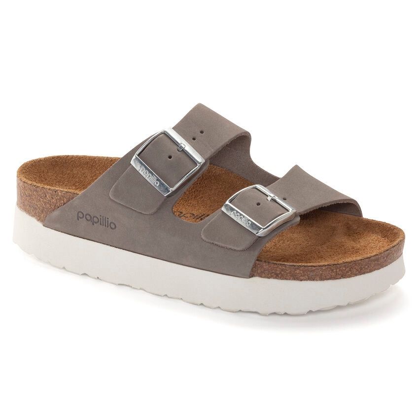 BIRKENSTOCK ARIZONA PLATFORM DOVE GRAY NUBUCK NARROW