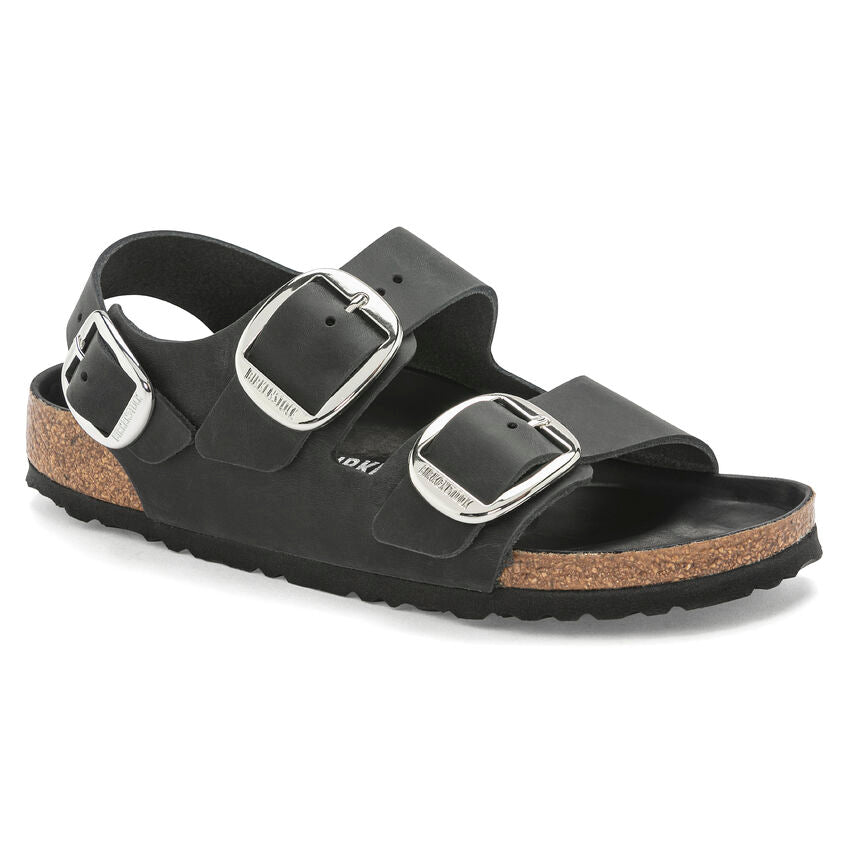 BIRKENSTOCK MILANO BIG BUCKLE BLACK OIL LEATHER REGULAR