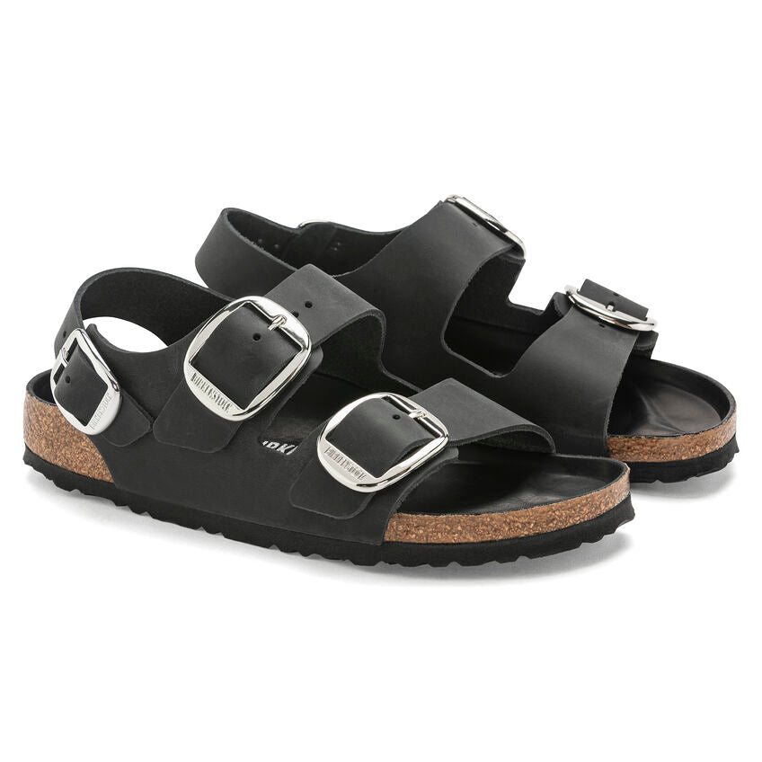 BIRKENSTOCK MILANO BIG BUCKLE BLACK OIL LEATHER REGULAR