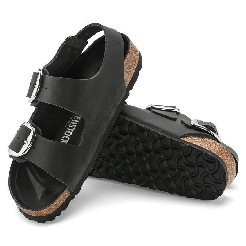 BIRKENSTOCK MILANO BIG BUCKLE BLACK OIL LEATHER REGULAR