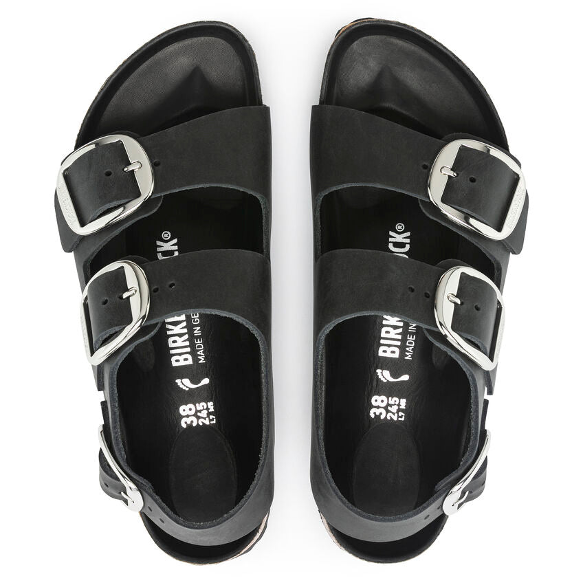 BIRKENSTOCK MILANO BIG BUCKLE BLACK OIL LEATHER REGULAR