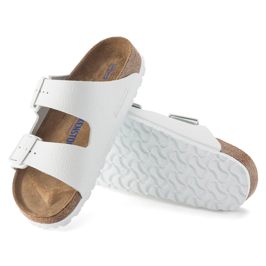 BIRKENSTOCK ARIZONA SOFT FOOTBED WHITE LEATHER NARROW