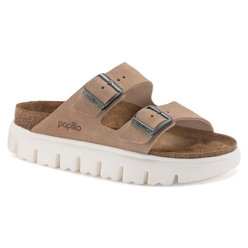 BIRKENSTOCK ARIZONA CHUNKY WARM SAND SUEDE NARROW