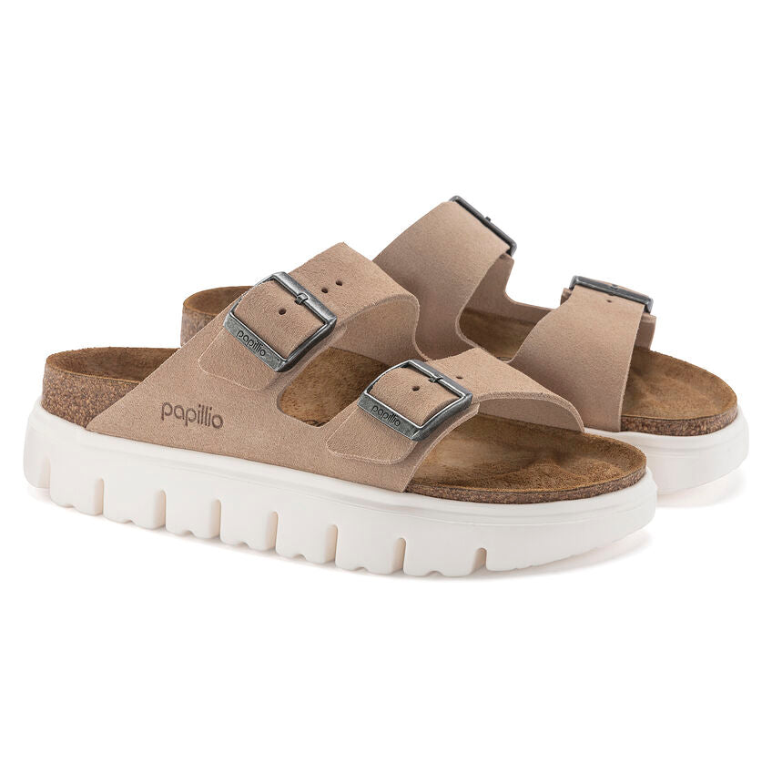 BIRKENSTOCK ARIZONA CHUNKY WARM SAND SUEDE NARROW