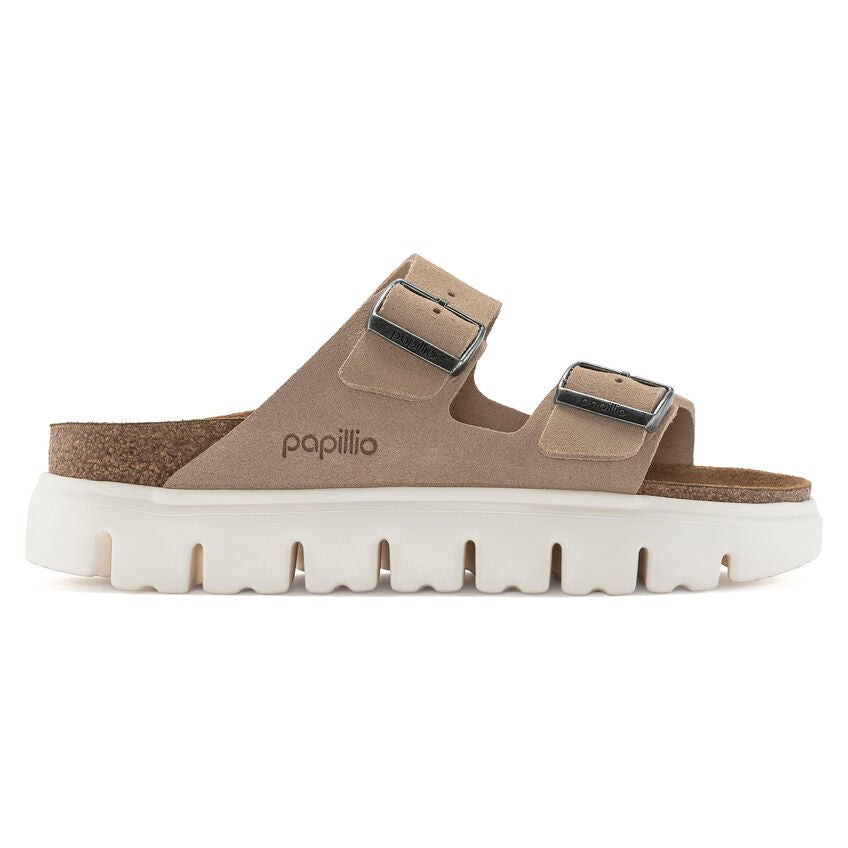 BIRKENSTOCK ARIZONA CHUNKY WARM SAND SUEDE NARROW