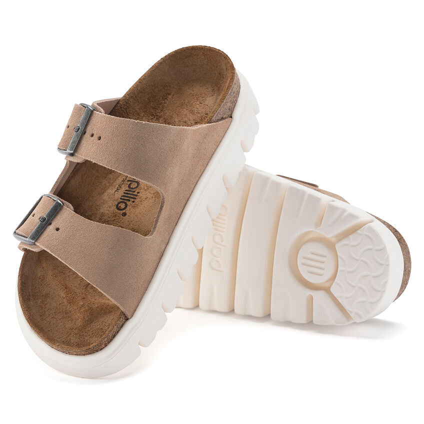 BIRKENSTOCK ARIZONA CHUNKY WARM SAND SUEDE NARROW