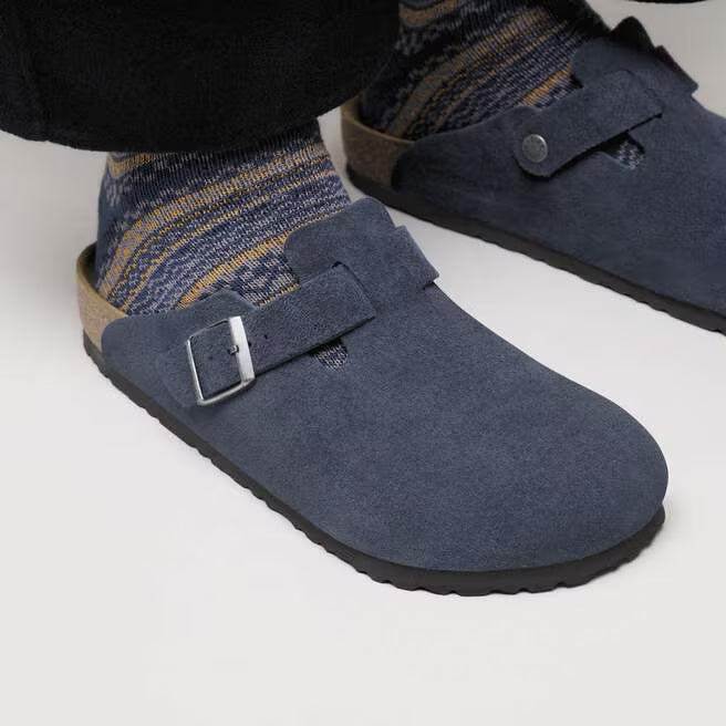 Birkenstock Boston Suede Leather Clogs - New Navy - 1030902 - Narrow