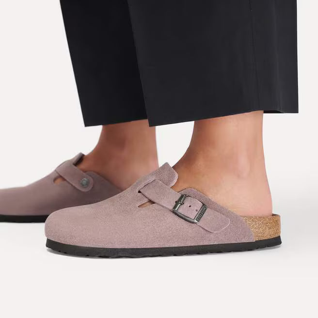 Birkenstock Boston Soft Footbed Suede Leather Clogs - Faded Purple - 1031624 - Regular
