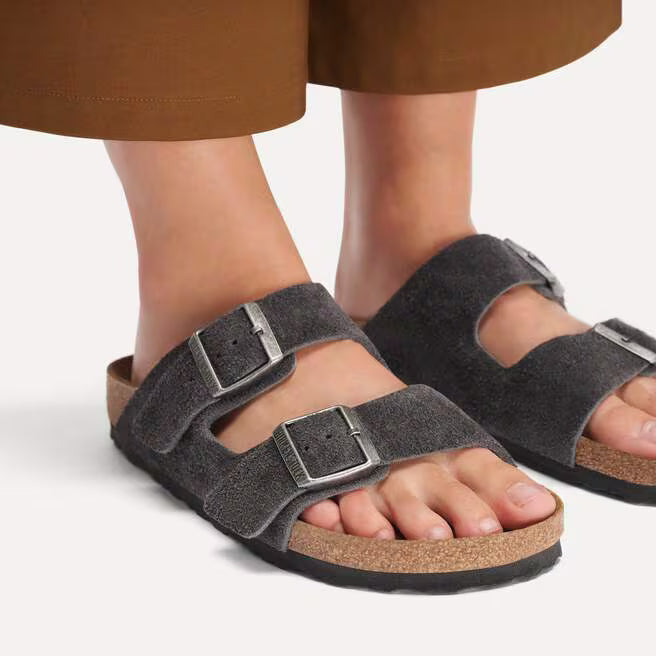 Birkenstock Arizona Suede Leather - Charcoal, Narrow