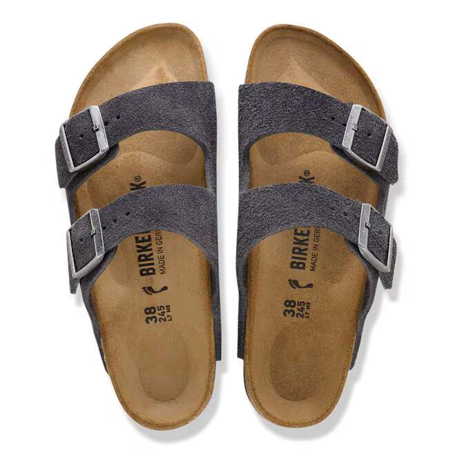 Birkenstock Arizona Suede Leather - Charcoal, Narrow